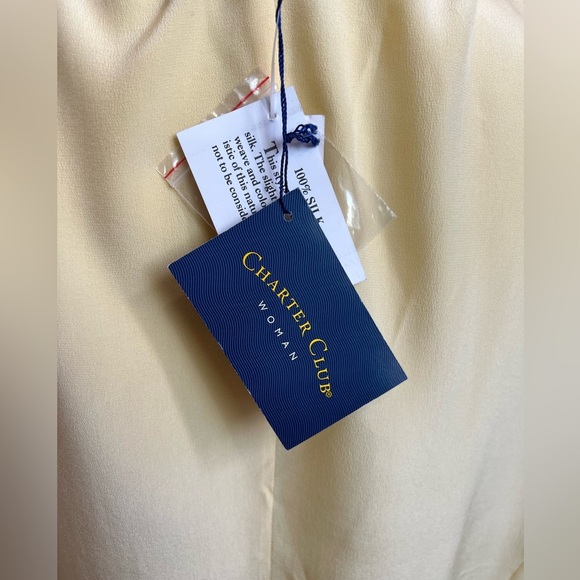 NWT Silk Yellow Charter Club Woman Button up Blouse - Picture 4 of 4